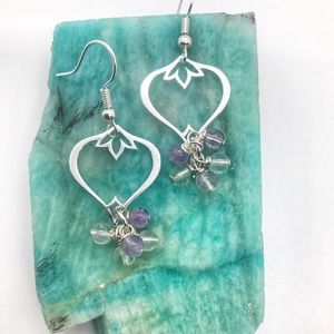 Unique, handmade earrings; silver & silver plated aspects & semi-precious stones